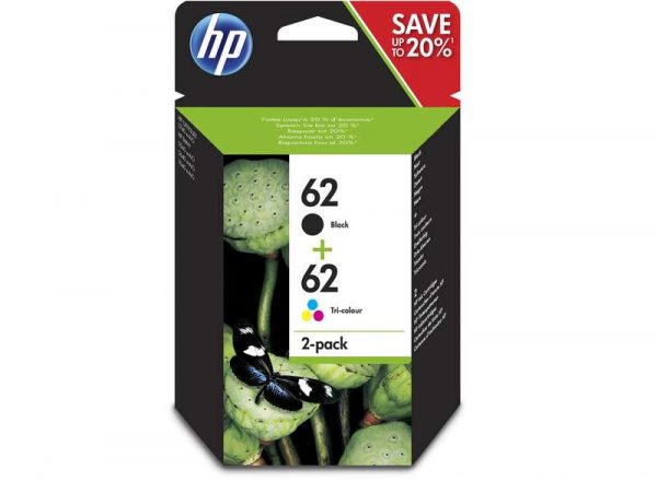HP 62 Negro  Color Pack de 2 Cartuchos de Tinta Originales - N9J71AE