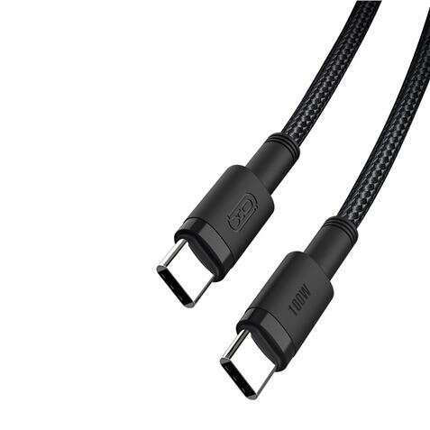 XO Cable Trenzado USB-C Macho a USB-C Macho 100W - Carga Transmision de Datos Alta Velocidad - Longitud 1.50m